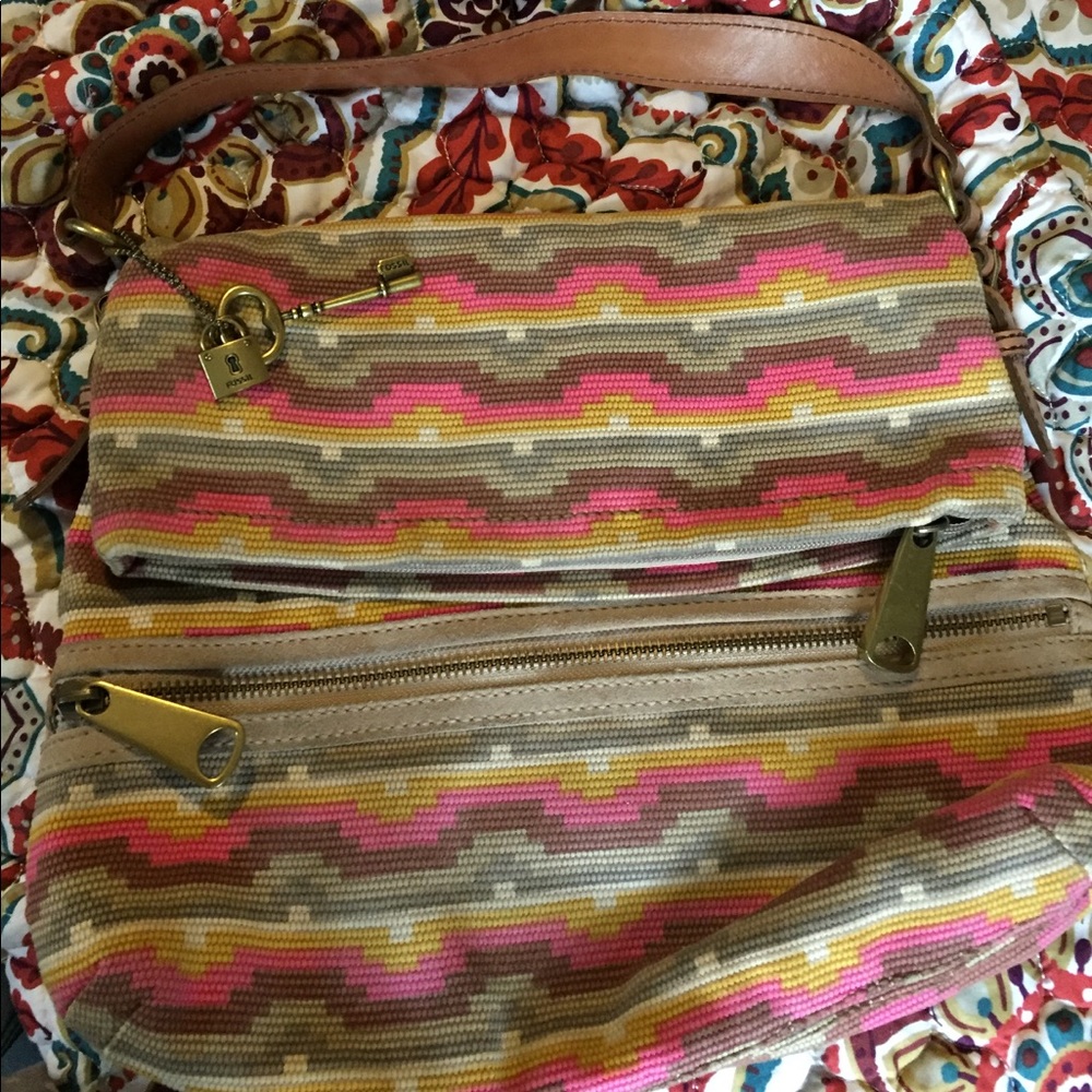 Fossil fold over purse